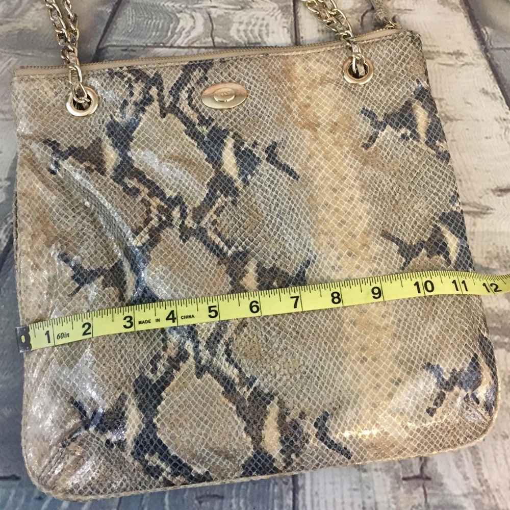 Dkny Gold Hardware Python Leather Shoulder Purse - image 3
